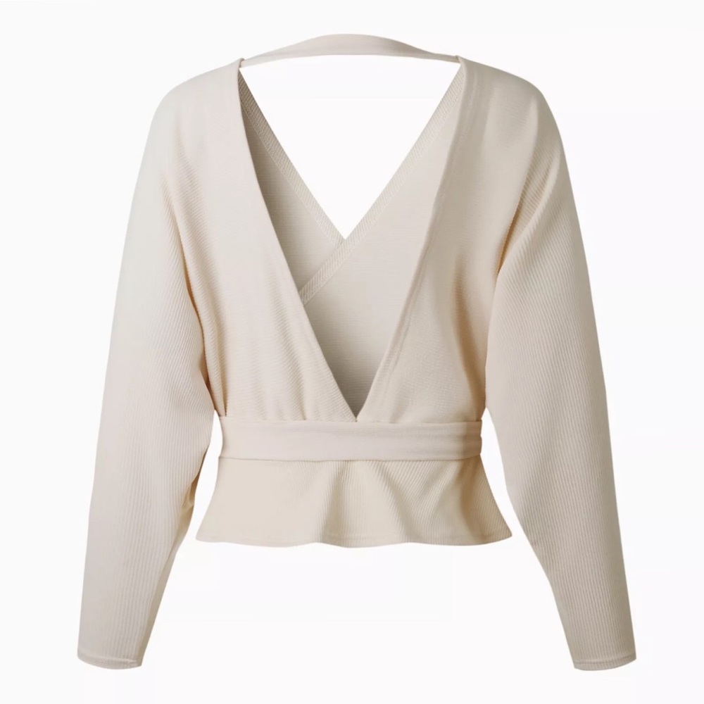 💋BACKLESS LONG SLEEVE FAUX WRAP KNIT TOP💋 - Picture 6 of 8